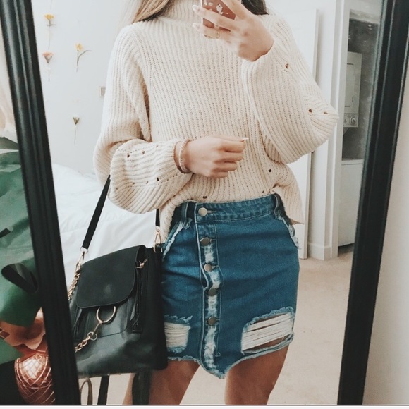 Lulus Dresses & Skirts - Diagonal Button Denim Skirt